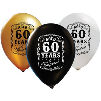 "Aged 60 years - Aged to Perfection (50CT) - 12"" Latex Ball