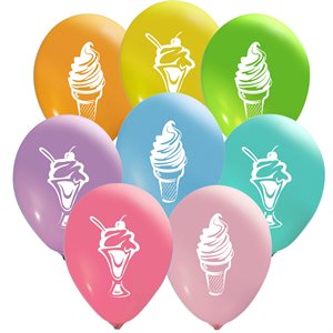 "Ice cream - (50ct) 12"" Latex Balloons - 2 sides"