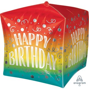 M.15'' HAPPY BIRTHDAY GRADIANT SWIRLS CUBEZ