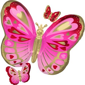 M.29'' RED PINK & GOLD BUTTERFLY H / S