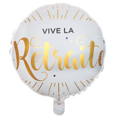 Ballon Alu Vive la retraite Blanc Ø 45 cm Sachet d'1 pièce