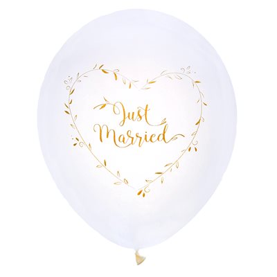 Ballon Just Married métallisé Or Ø 25 cm Sachet de 8 pièces