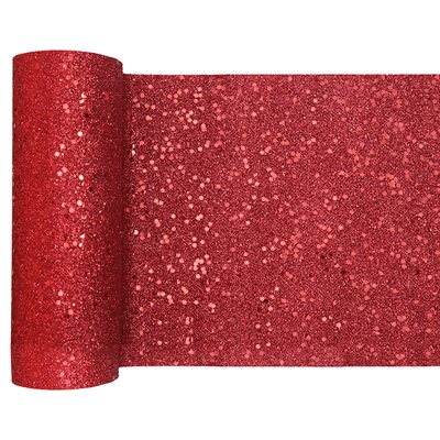 Chemin de table paillettes Rouge 18 cm Rouleau de 5 mètres