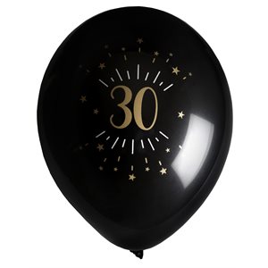 Ballon âge étincelant or 30 ans Ø 23 cm Sachet de 8 pièces