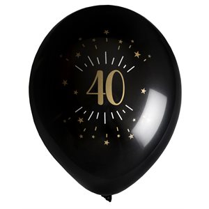 Ballon âge étincelant or 40 ans Ø 23 cm Sachet de 8 pièces