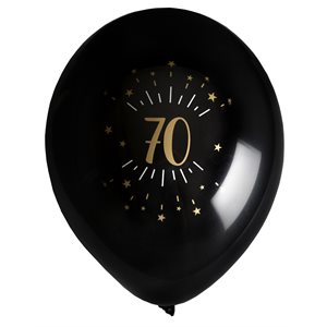 Ballon âge étincelant or 70 ans Ø 23 cm Sachet de 8 pièces