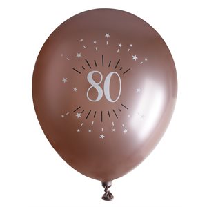 Ballon âge étincelant rose gold 80 ans Ø 30 cm Sachet de 6 p