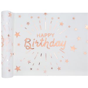 Chemin de table Happy Birthday Etincelant Rose 30 cm Rouleau