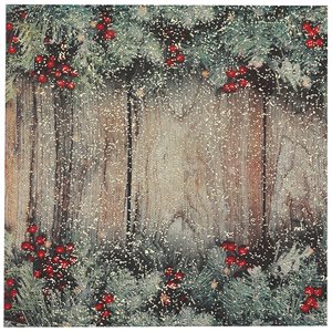 Serviette Sapin et baies Naturel 33 x 33 cm Sachet de 10 piè