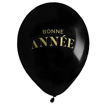 Ballon Bonne Année golden Noir Ø 30 cm Pochette de 6 pièces