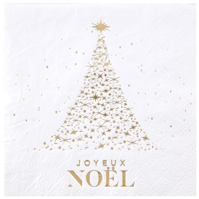 Serviette Noël Scintillant Blanc 33 x 33 cm Sachet de 10 piè