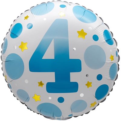 "18"" Age 4 Blue Dots Balloon Airise"