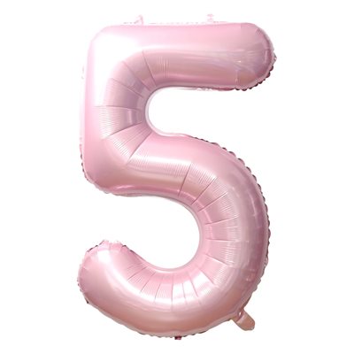 Ballon numéro 5 rose bébé de 34 po