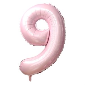 Ballon numéro 9 rose bébé de 34 po