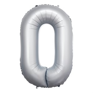 "Ballon Airise Chiffre 0 Blanc Chromé 34"""