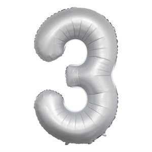 "34"" Chrome White Number 3 Airise Balloon"