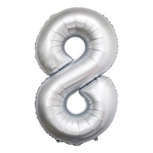 "34"" Chrome White Number 8 Airise Balloon"