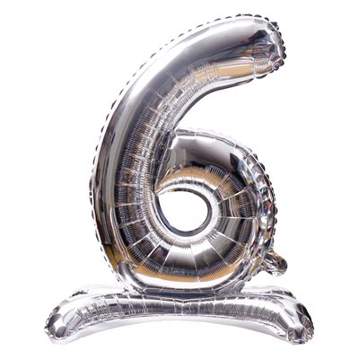 "32"" Stand Up Silver Number 6 Balloon"