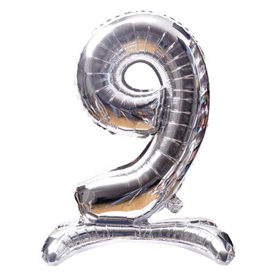 "32"" Stand Up Silver Number 9 Balloon"