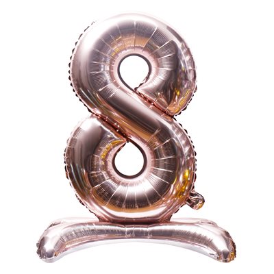 "32"" Stand Up Rose Gold Number 8 Balloon"