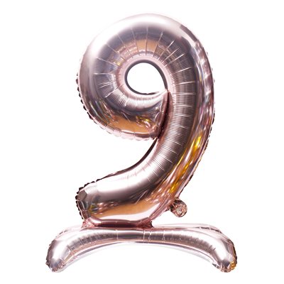 "32"" Stand Up Rose Gold Number 9 Balloon"